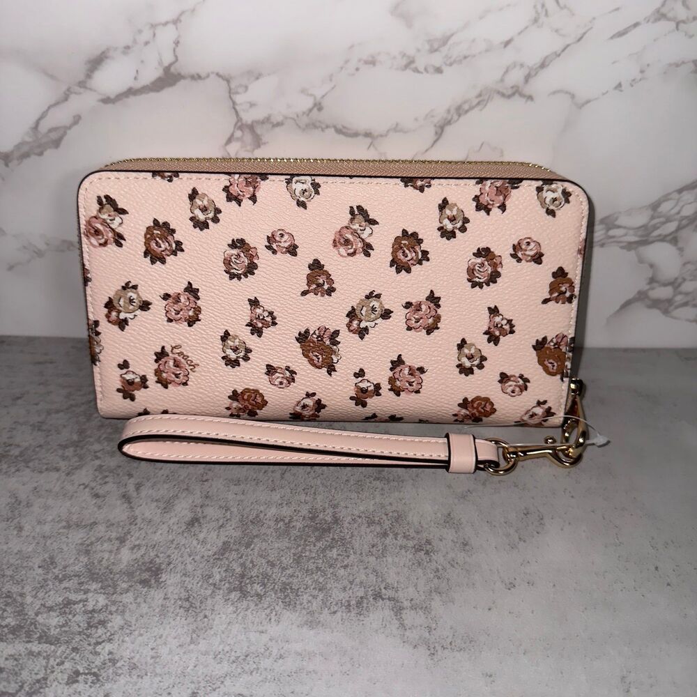 NWT Coach Long Zip Around Wallet With Rosette Print CZ329 - Picture 2 of 6
